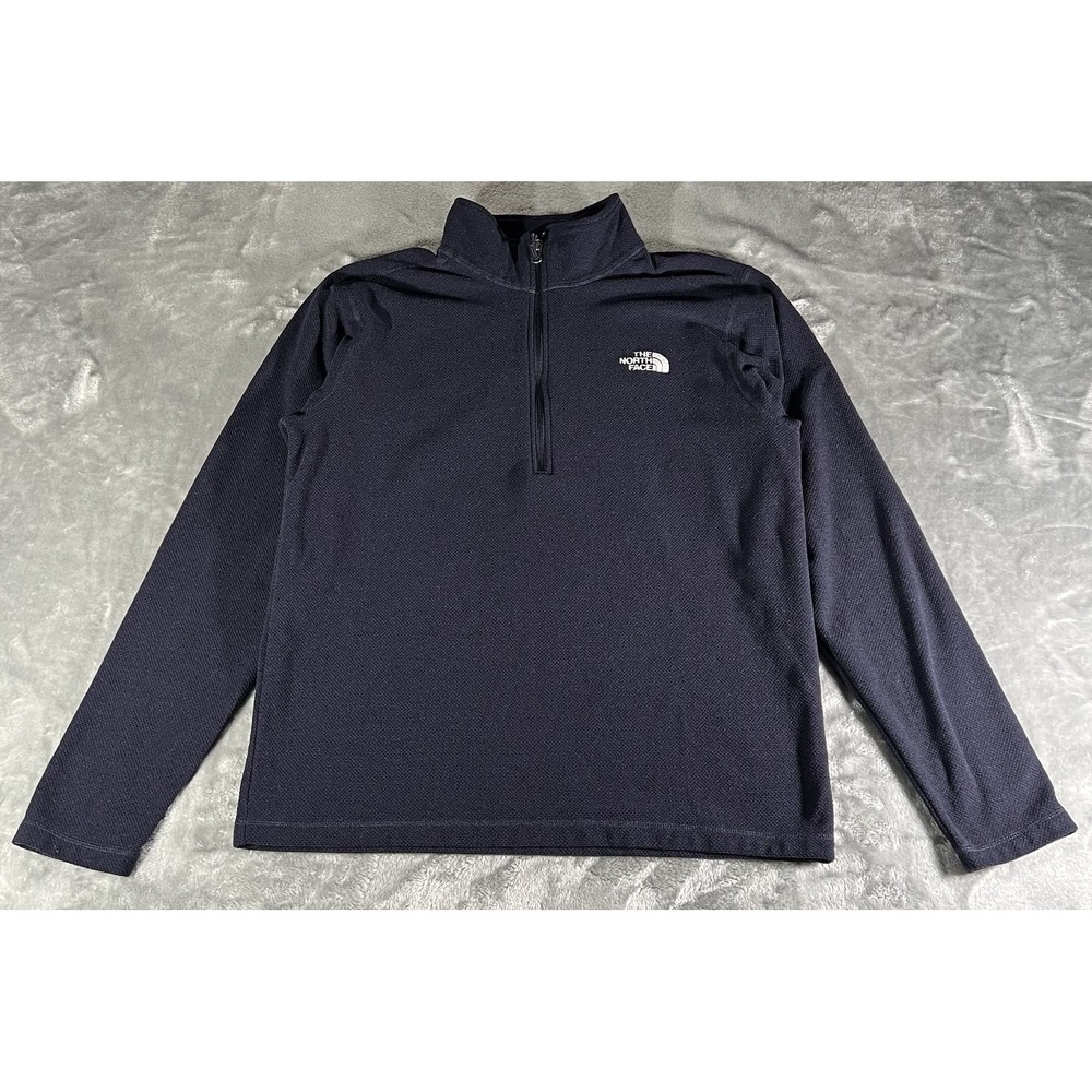 The North Face Sweater Mens Large Navy Blue Long Sleeve 1/4 Zip Fleece Pullover
